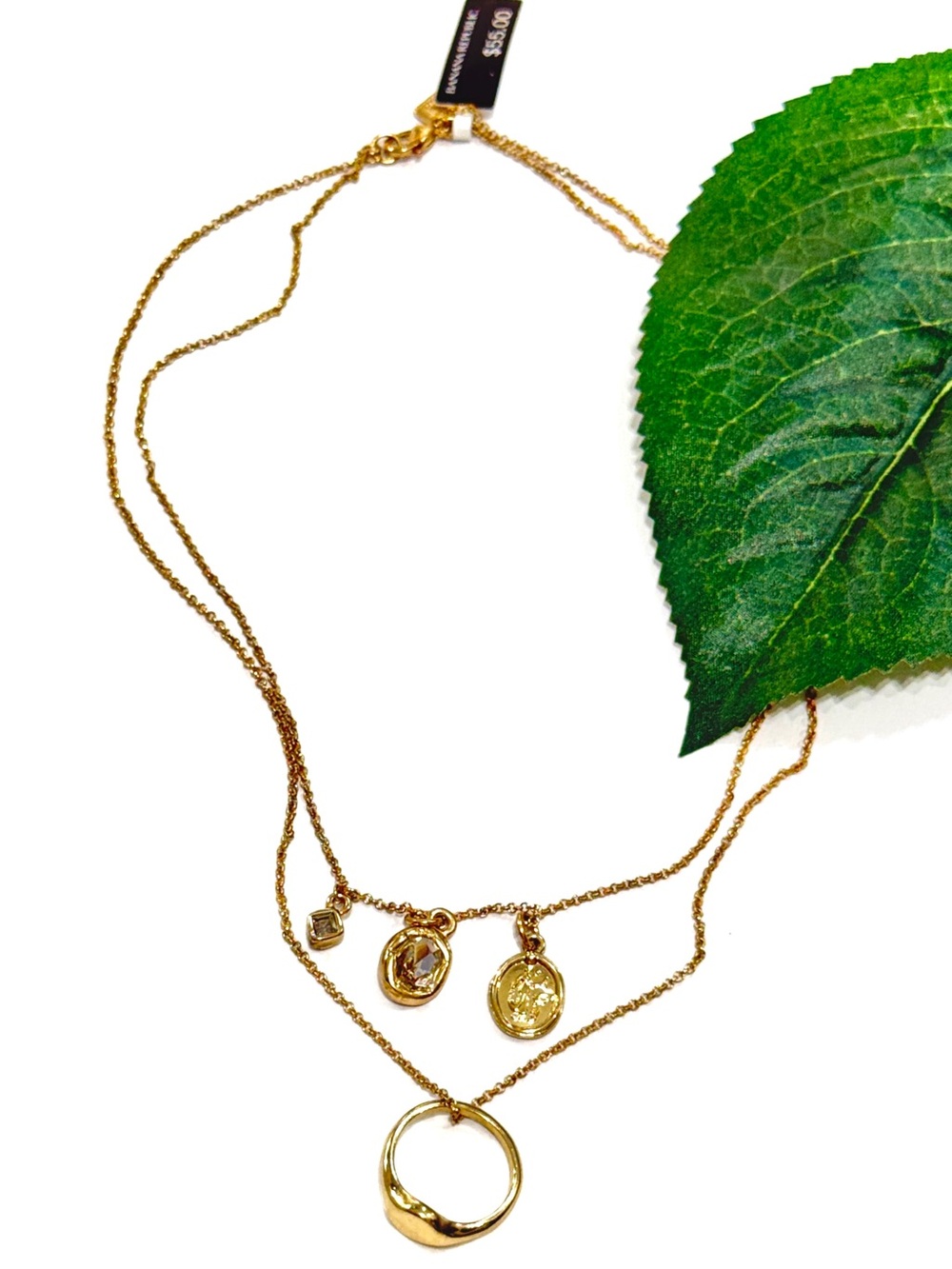 Banana Republic Gold Layered Charm Necklace NWT